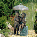 Bronze Boy and Girl under Umbrella Fountain VBF-021S